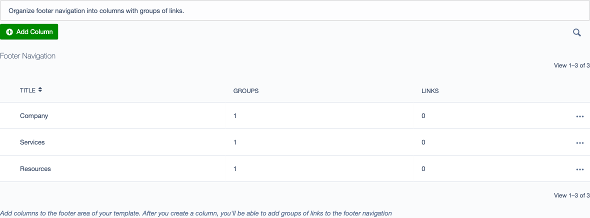 Branding & Layout → Footer → Navigation