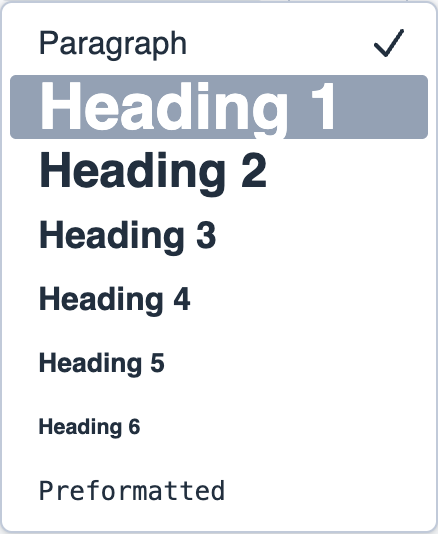 Heading Styles in WYSIWYG Editor