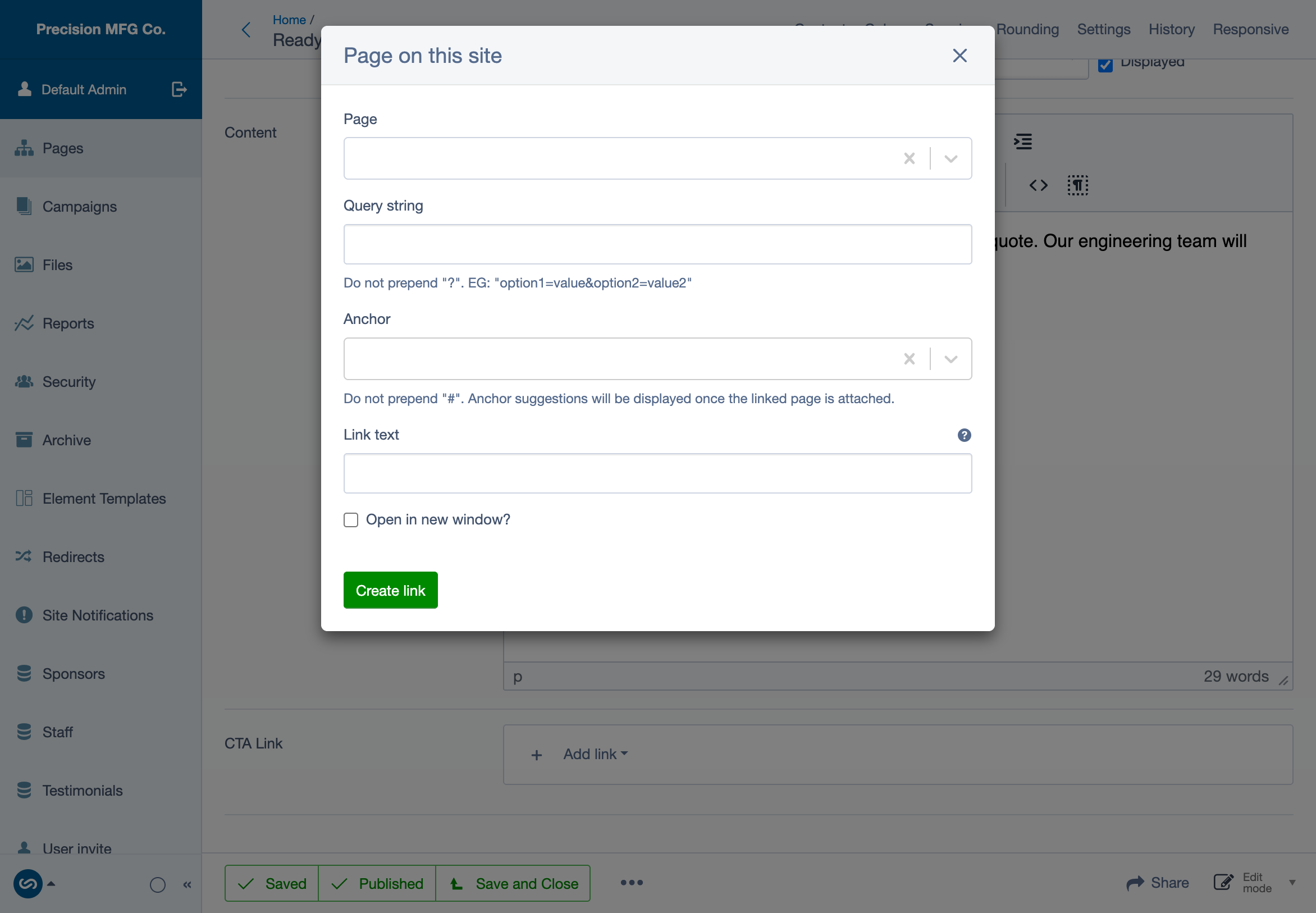 Button Fields Configuration