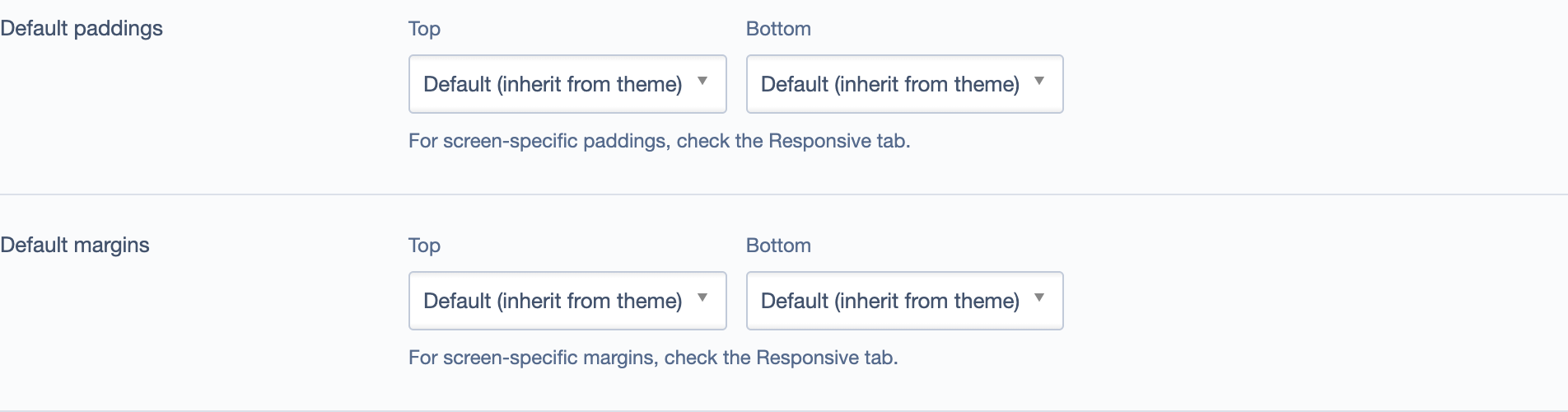 Row Element Spacing Tab